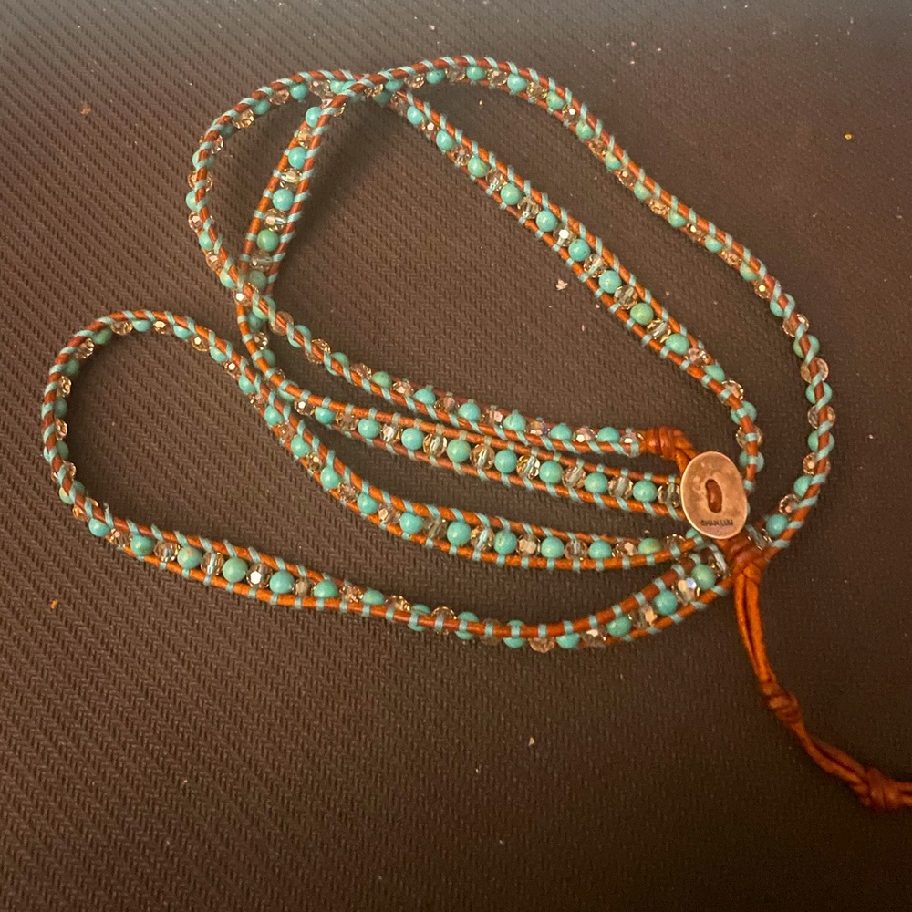 Chan Luu Leather Turquoise and Crystal